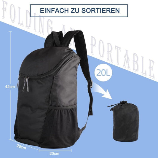 20L Lightweight Hiking Backpack Waterproof Durable Outdoor Backpack, Black V1188-MS-325-0748