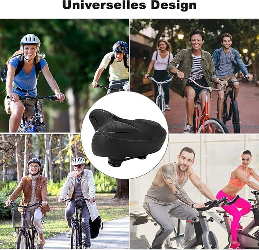 Comfortable unisex bicycle saddle with shock absorbers, breathable waterproof ergonomic design, Black V1188-MS-325-0803