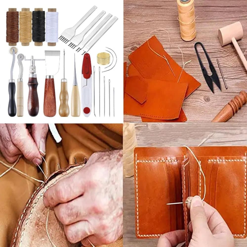 23-Piece Leather Craft Tool Set for Leatherworking, with Hand Tools V1188-MS-325-0821