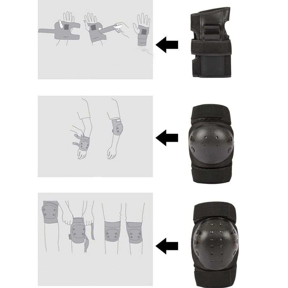 6-in-1 Protective Gear Set Adjustable Knee Elbow Wrist Guards for Roller Skating Skateboarding, One Size, Blue V1188-MS-325-0956