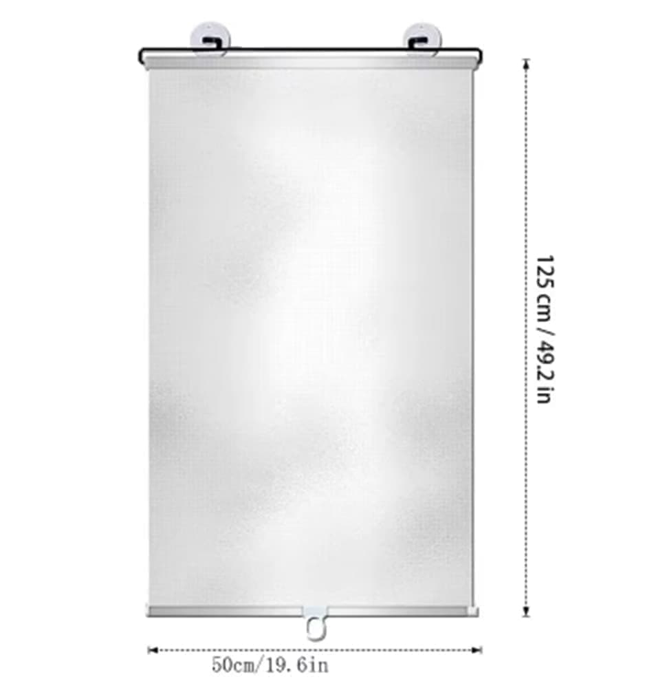 2-Pack Blackout Roller Blinds with Suction Cups, Telescopic Portable Sunshade, Silver, 50x125CM V1188-MS-325-1003
