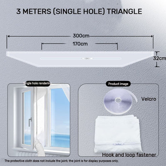 Window Seal for Portable AC with Zipper and Tape, Compatible with All Mobile Air Conditioners, 300 x 32cm V1188-MS-325-1012