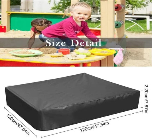 Waterproof Sandbox Cover 120x120cm, Black, Oxford Fabric UV Protection Dustproof with Drawstring, Portable V1188-MS-325-1023