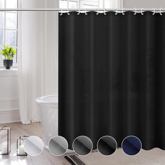 1 Reinforced PEVA Shower Curtain Waterproof Mildew Resistant Quick-Drying, 180x180cm, Black V1188-MS-325-1329