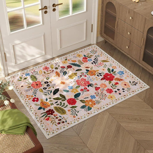 Bohemian Floral Doormat Non-slip Absorbent Dirt-Resistant Machine Washable for Bathroom Hallway and Kitchen, V1188-MS-325-1589