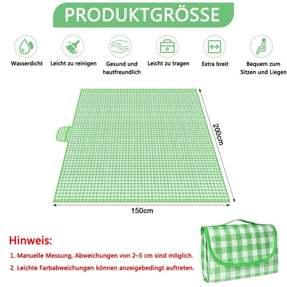 Waterproof Picnic Mat Foldable with Carrying Handle for Camping Beach Park Outdoor Activities, 150x200cm, V1188-MS-325-1627