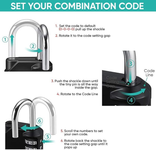4-Digit Combination Lock with Long Shackle for Cabinets Fences Toolboxes Suitcases, 1.5\ V1188-MS-325-1635