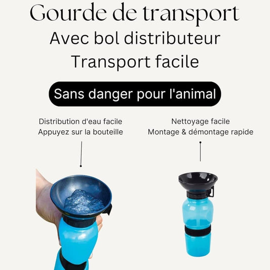 Portable Dog Water Bottle with Bowl 500ml, Blue, Compatible with Dogs V1188-MS-325-1687
