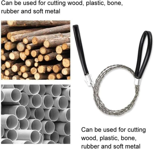 2 pcs Stainless Steel Wire Saw for Camping Hiking Emergencies, Cuts PVC Wood Plastic, Lightweight Durable, V1188-MS-325-1755