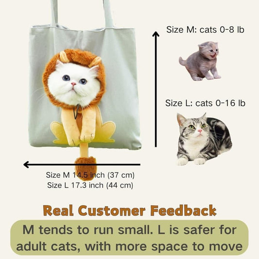 Portable Pet Bag for Small Dogs and Cats with Hands-Free Side Opening, Cat Motif, Perfect for Outdoor Travel, V1188-MS-325-1767