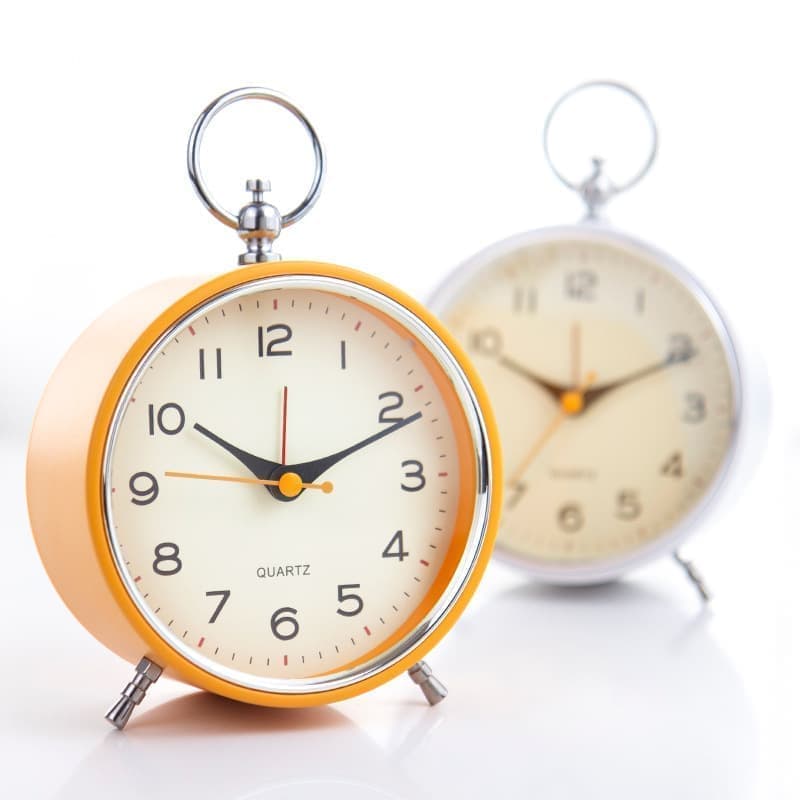 Silent Analog Alarm Clock with Snooze Button, Retro Design and Lighting, 16x11 cm, Orange V1188-MS-325-1810
