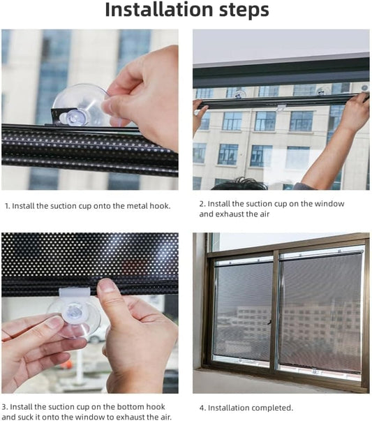 Blackout Curtain with Suction Cups, Removable Window and Car Sunshade, Telescopic Portable Roller Blind, V1188-MS-325-1906