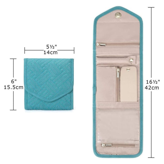15cm Travel Jewelry Box with Compartments, Dark Blue Compact Jewelry Storage Bag Easy to Carry in Your Bag V1188-MS-325-1978