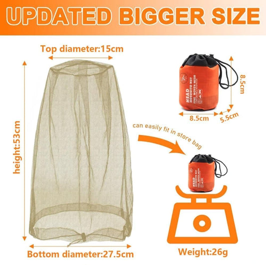 4 pcs Mosquito Net for Hat, Waterproof Adjustable Ultra-fine with Storage Bag, for Fishing Hiking Camping, V1188-MS-325-2008