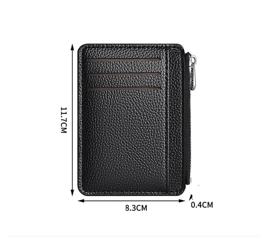 6 Card Slots Thin Zipper Wallet Water Repellent Scratch Resistant Durable Easy to Carry, Beige V1188-MS-325-2107