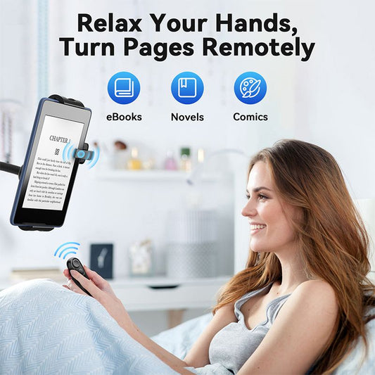 Rechargeable E-Reader Page Turner Remote with Clip - 2-in-1 Bluetooth Clicker for Kindle, Kobo, V1188-MS-417-0007