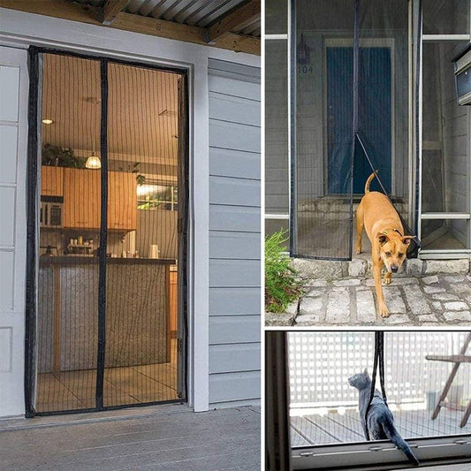 Magnetic Door Screens - 90x210 cm Self-closing - High-Density Insect Screen - No Drilling Required - Grey V1188-MS-429-0003-1