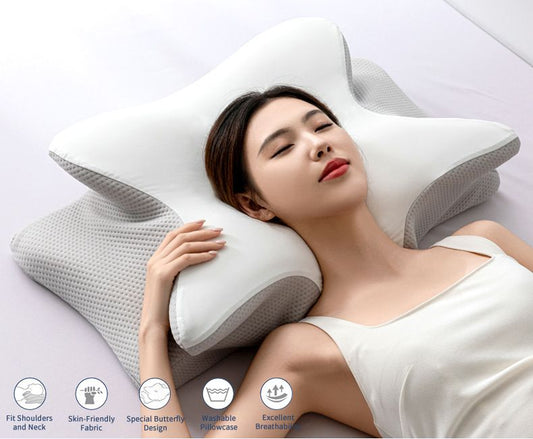 Ice Silk Butterfly-Shaped Memory Foam Pillow | Ergonomic, Orthopedic, Sleep-Aiding, Suitable for Three V1188-MS-514-001