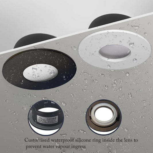 4 Pack Recessed Spotlights, LED 5W 3000K Warm White, IP65 Waterproof, Satin Nickel Black, Cutout 68 mm V1188-MS-520-006