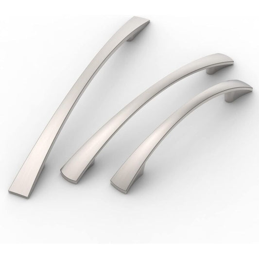 10 Pack Furniture Handles, Brushed Nickel Cupboard and Drawer Handles, 160 mm Hole Spacing V1188-MS-520-091