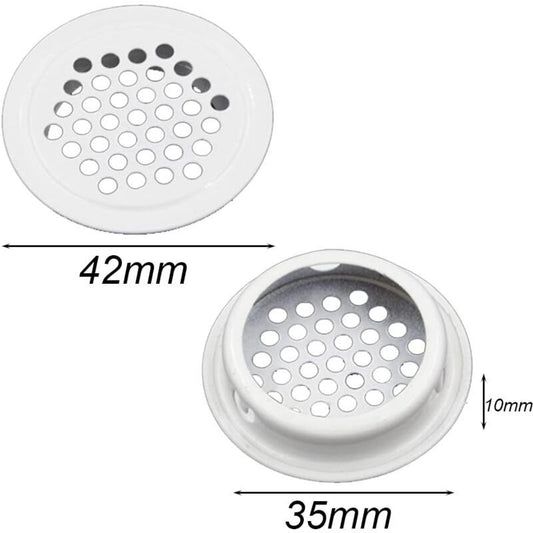 20 Pcs White Round Stainless Steel Ventilation Grilles for Kitchen Cabinet Furniture, 35 mm V1188-MS-527-029