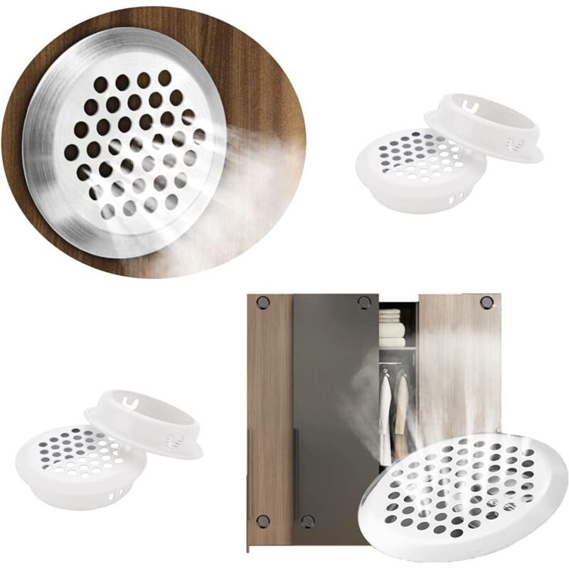 20 Pcs White Round Stainless Steel Ventilation Grilles for Kitchen Cabinet Furniture, 35 mm V1188-MS-527-029