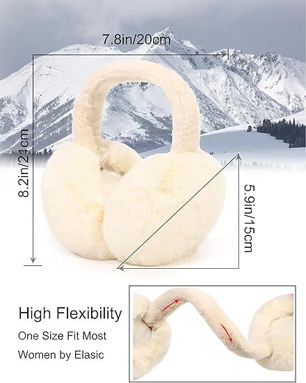 Ear Warmers - Unisex Winter Earmuffs - Foldable - Plush Faux Fur - Thermal Protection - For Women & Men - V1188-MS-612-011