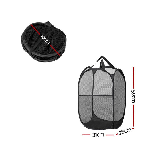 2 Pack Foldable Laundry Basket Hampers, Black V1188-MS-617-099