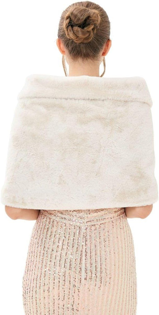 Womens Winter Scarf Poncho with Brooch, 143 x 33.5 cm