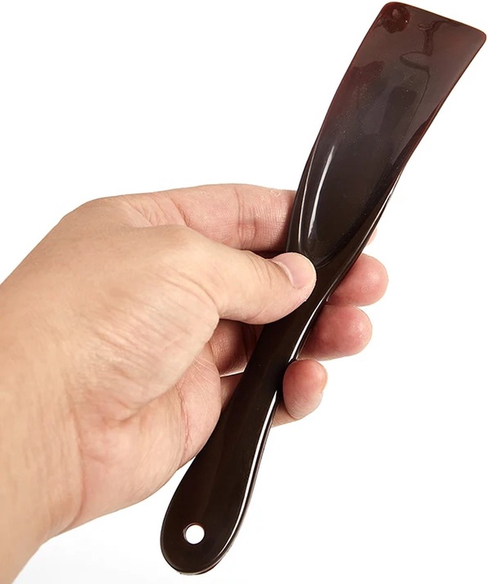 Spoon-shaped shoehorn | Plastic | Length 19.5 cm | Shoe puller | With hanging loop | Black V1188-MS101-00007-1