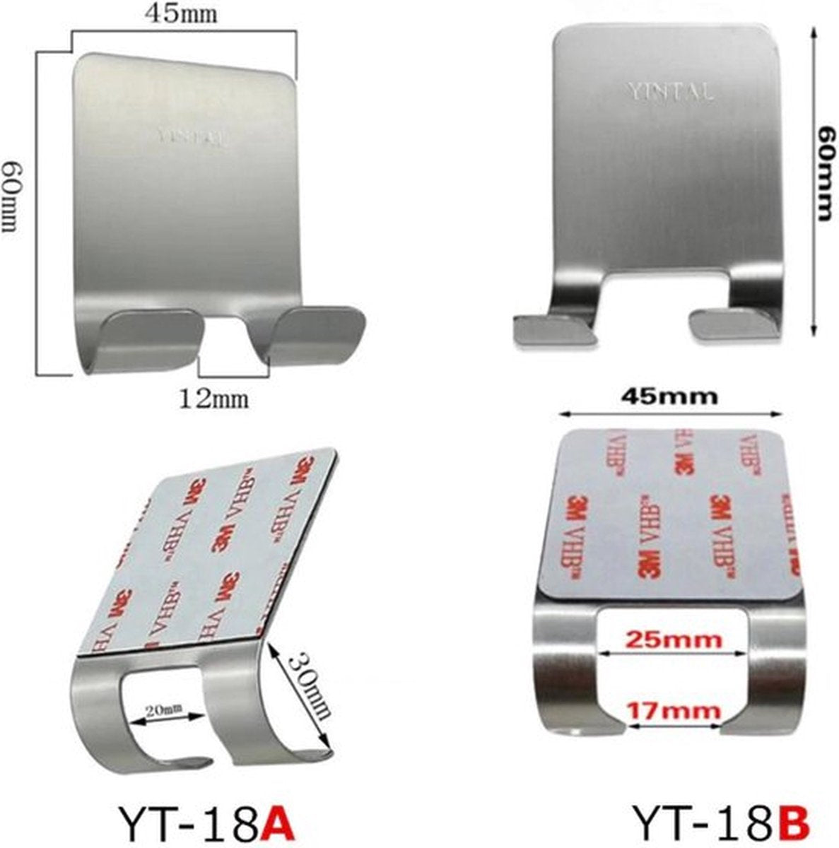 2-Piece Stainless Steel Razor Holder | Razor Tray | Self-Adhesive Razor Holder | Razor Hook | Razor Hanging | V1188-MS101-00026-1