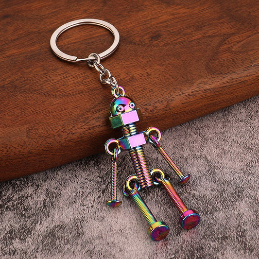 Retro Robot Keychain | Vintage Key Holder | Keychain | Screw Design | Multicolor V1188-MS101-00033-1