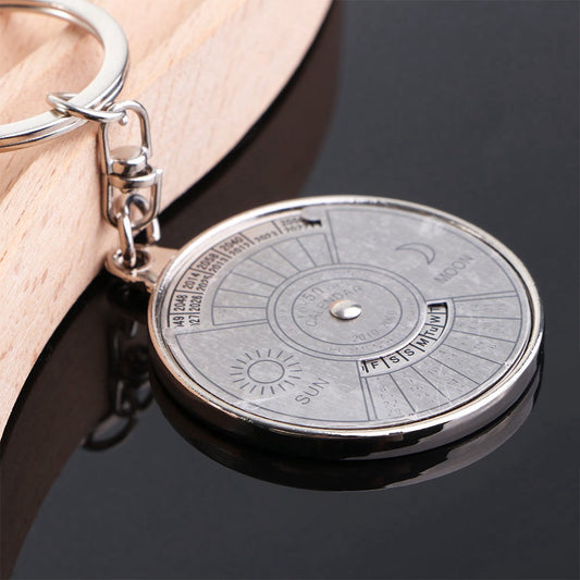 50 Years Keychain | Perpetual Calendar | Calendar Keychain | Stainless Steel | Silver V1188-MS101-00061-1