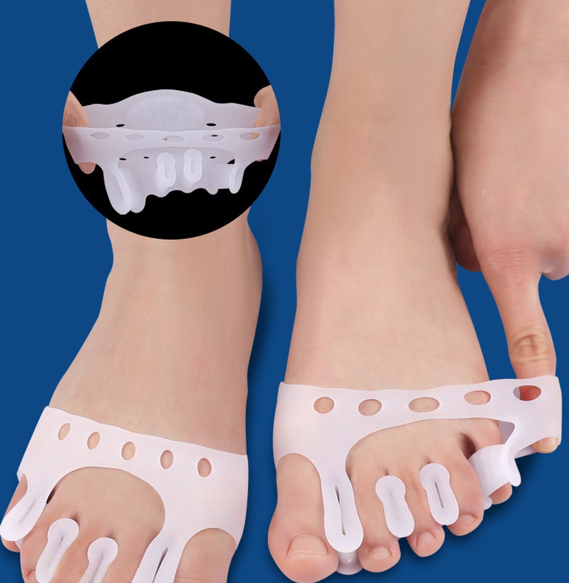 Silicone Toe Corrector 5-Hole | Toe Spreader | Hallux Valgus | Straighten Toes | Shock Absorbing | With Holes V1188-MS101-00096-1