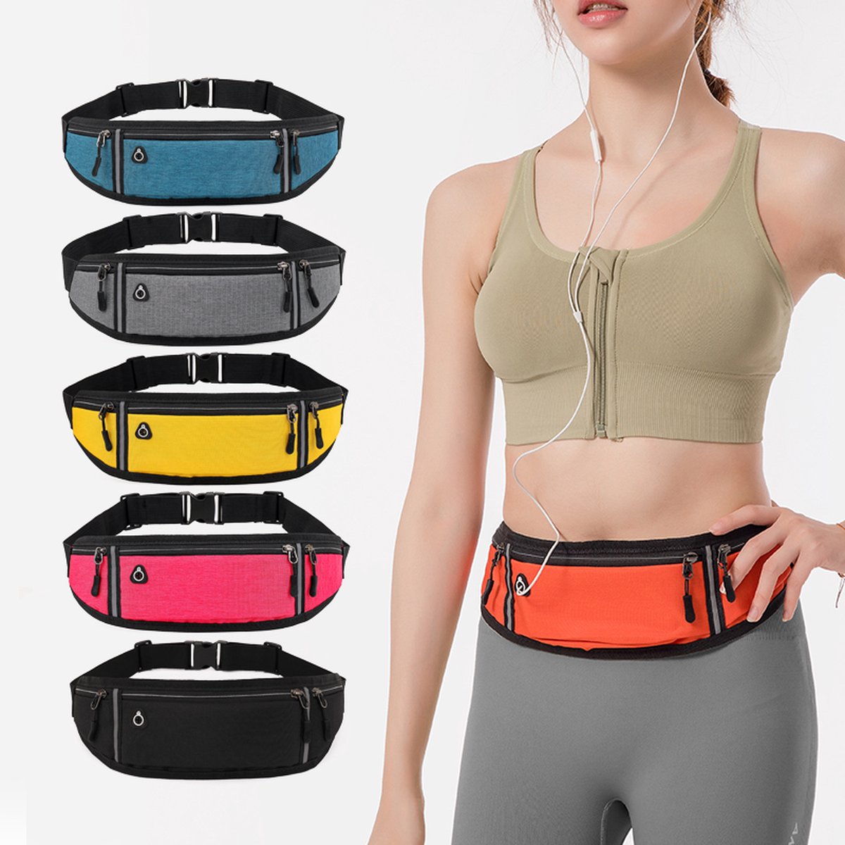 Waist Bag | Running Belt | With Phone Holder | With Smartphone Holder | Reflective | Running Bag | Blue V1188-MS101-00150-1