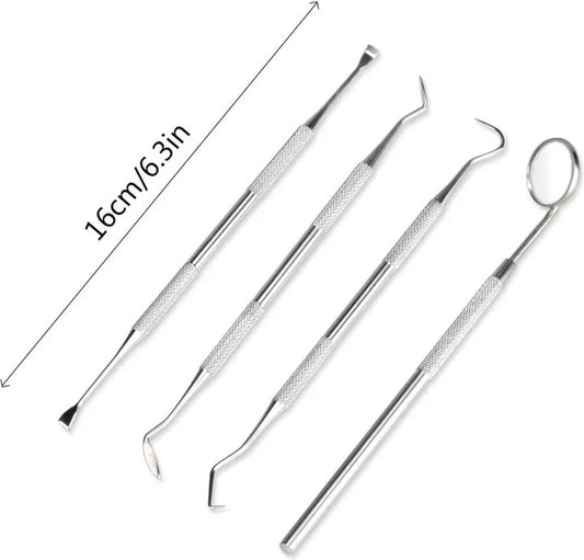 4-Piece Dental Care Tool Set | Dental Set | Oral Care | Plaque and Debris Removal Set | Dental Hook | V1188-MS101-00201-1