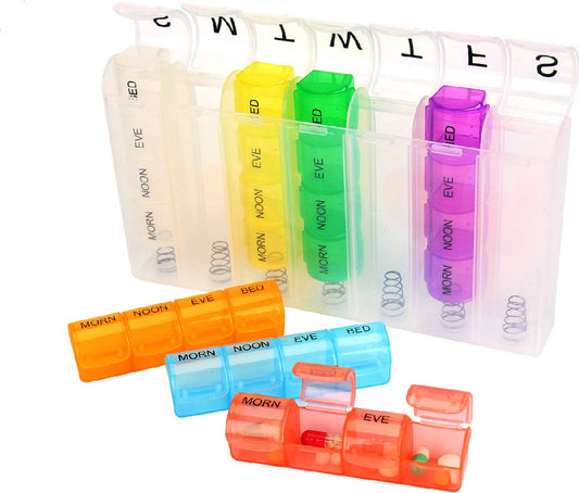 7-day pill box with 4 daily compartments - Automatic opening - 28-compartment pill box - Medicine box - Pill V1188-MS101-00213-1