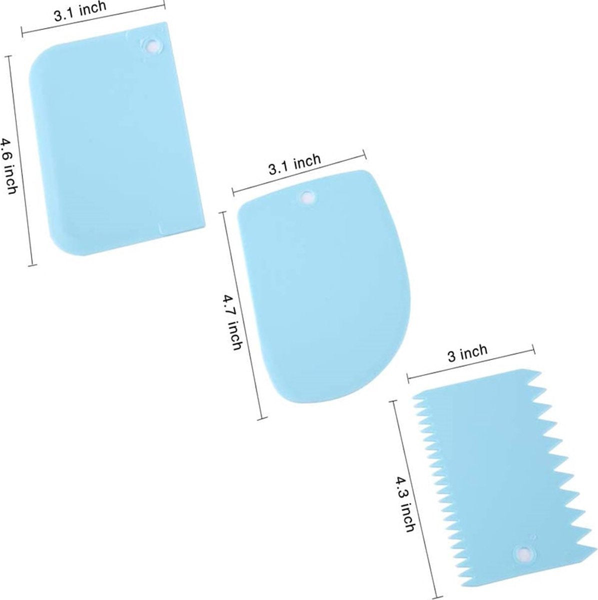 Dough Scraper | Cake Scraper | Dough Cutter | Dough Scraper | 3-Piece | Blue V1188-MS101-00292-1