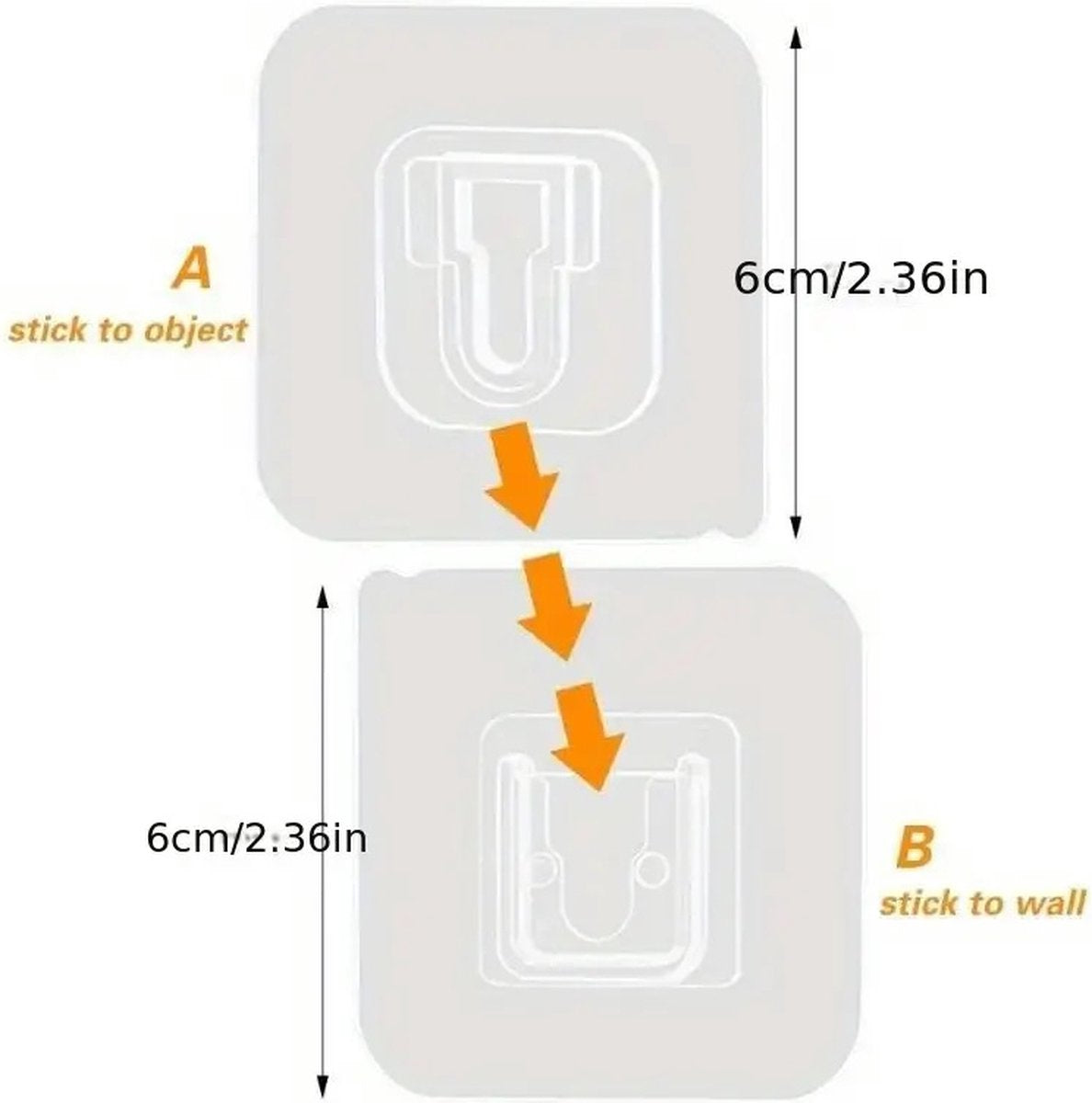 2 Pairs Transparent Self-Adhesive Hanging Hooks | Hanging System | Self-Adhesive Wall Hangers | Double-Sided V1188-MS101-00394-1