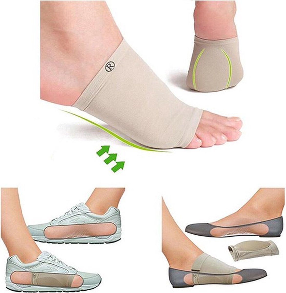 Insoles for Flat Feet Insoles | Midfoot Cushion | Arch Supports | 1 Pair | Beige V1188-MS101-00501-1