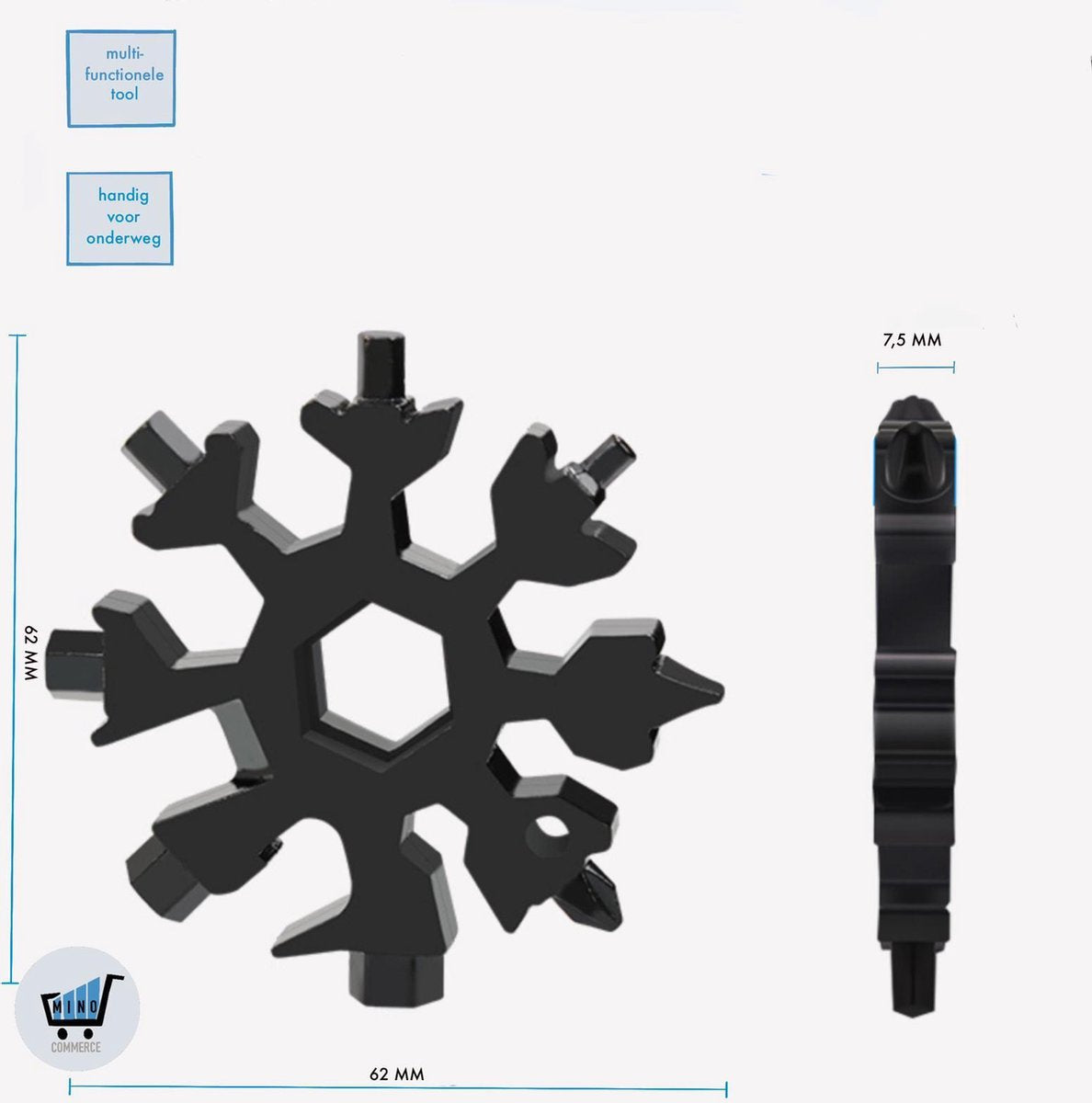 Snowflake - 18 in 1 Multifunctional tool - Stainless Steel Bottle Opener and Screwdriver. V1188-MS101-00526-1