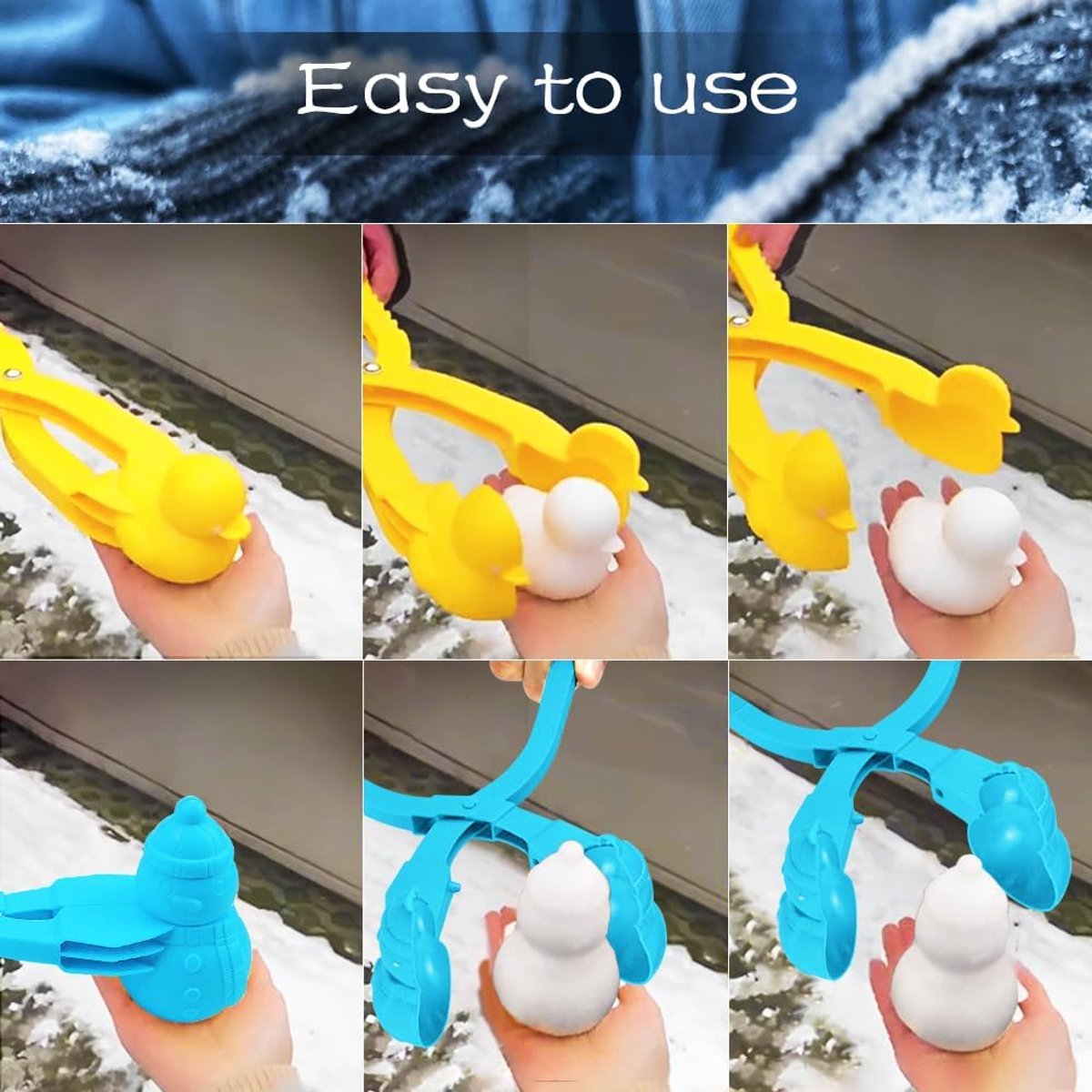 4 Pieces Snowball Maker for Children - Ball/Heart/Duck/Snowman - Safe PP Material V1188-MS101-00617-1