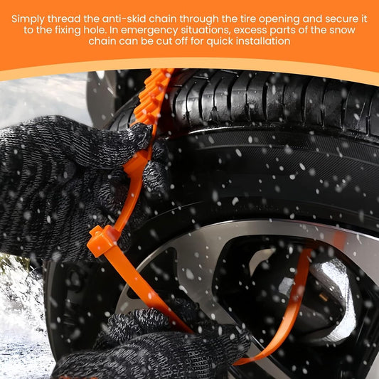 Snow Chain - Anti-slip for Car Tires - 8-pack - Reusable anti-slip cable ties - 88 x 4 cm - Adjustable tire V1188-MS101-00653-1