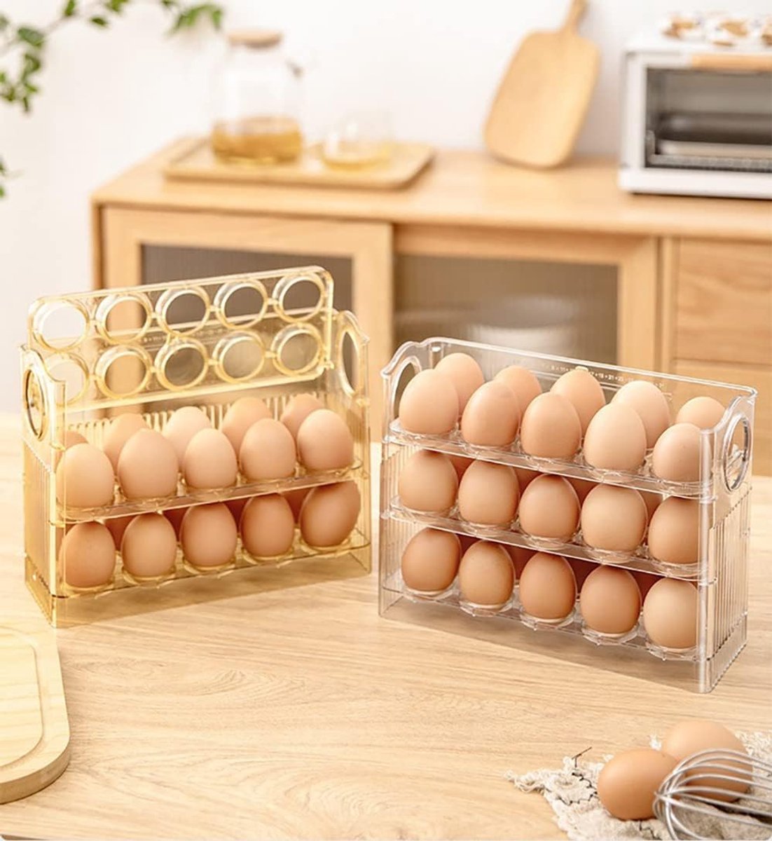 Egg carton - Suitable for 30 eggs - Egg storage box specifically for the refrigerator - Three-layer V1188-MS101-00667-1