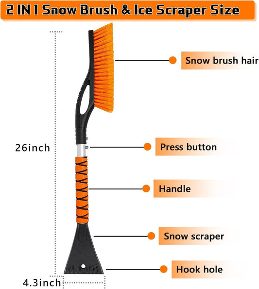 2-in-1 detachable snow brush and ice scraper - 27" ergonomic foam handle for effortless cleaning - Universal V1188-MS101-00723-1