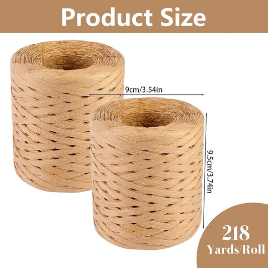 2 rolls of raffia ribbon - natural raffia paper twine - gift wrapping Christmas crafting DIY decoration - 1/4 V1188-MS101-00726-1