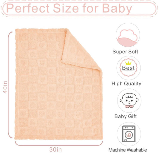 Baby blanket with heart motif, ultra-soft, cozy baby blankets for girls and boys, soft baby and toddler V1188-MS101-00757-1