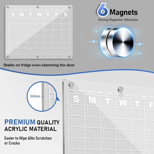 Magnetic acrylic whiteboard for the fridge - Monthly planner with transparent whiteboard for the fridge - V1188-MS101-00769-1