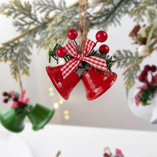 18 pieces red Christmas bell ornaments - hanging tree ornaments metal bell hangers - Christmas holiday V1188-MS101-00806-1