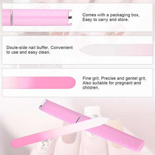 Glass Nail File Set 3-Piece - Double-Sided, with Case, Gift for Women V1188-MS101-00890-1